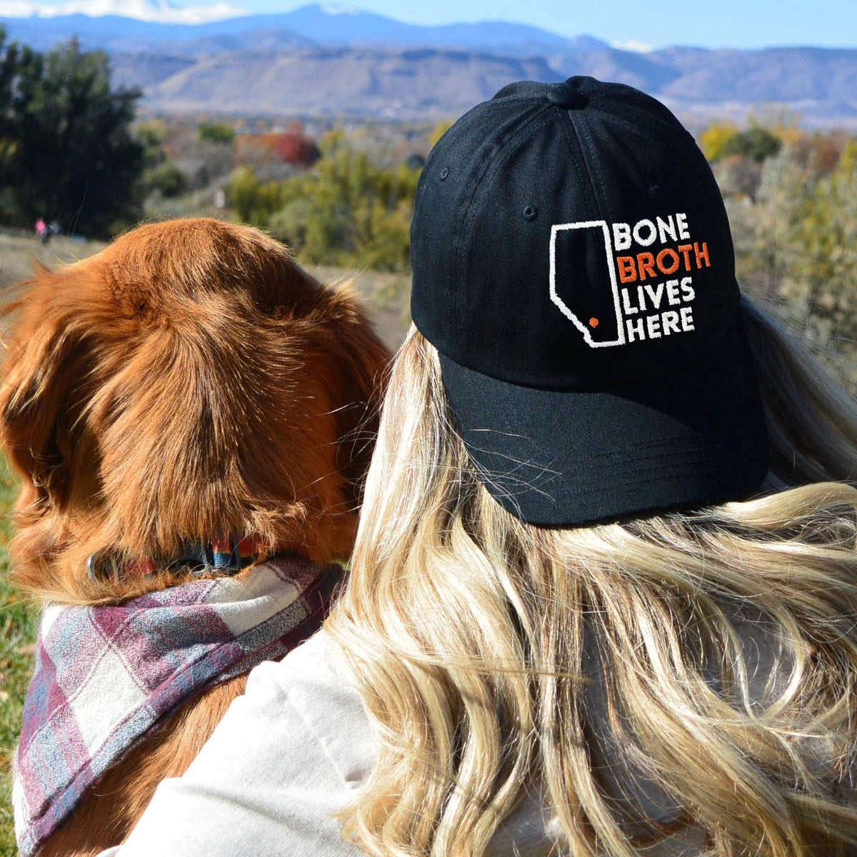 Bone Broth Lives Here - Embroidered Base Ball Cap