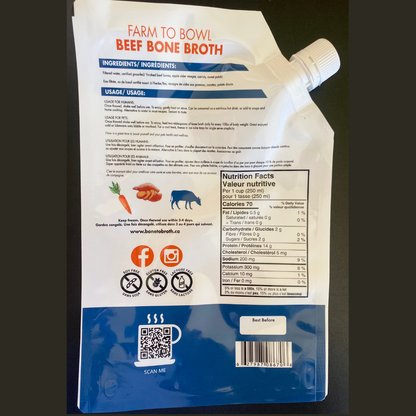 Beef Bone Broth with Sweet Potato and Carrot 900ml liquid, frozen